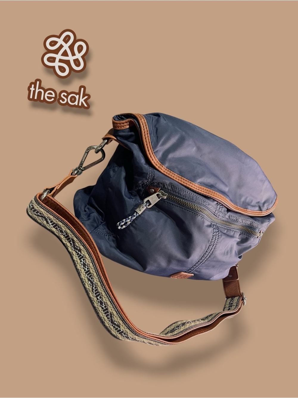 The Sak Esperato Nylon Crossbody Bag Navy Blue / Brown Trim